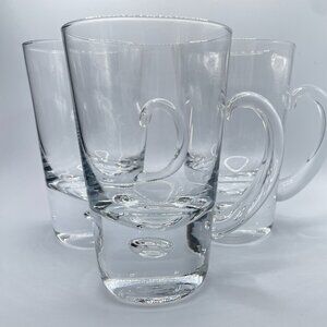 Set of 3 Vintage Specialty Coffee Liquor Mugs Glass Thick Bubble Bottom Bar